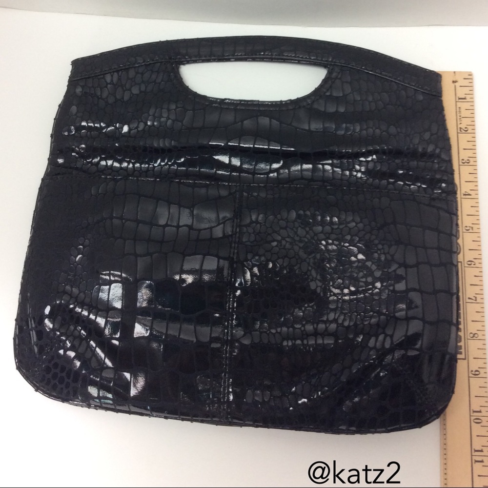 Nine West Black Reptile-look Fold Em Clutch - Picture 9 of 9